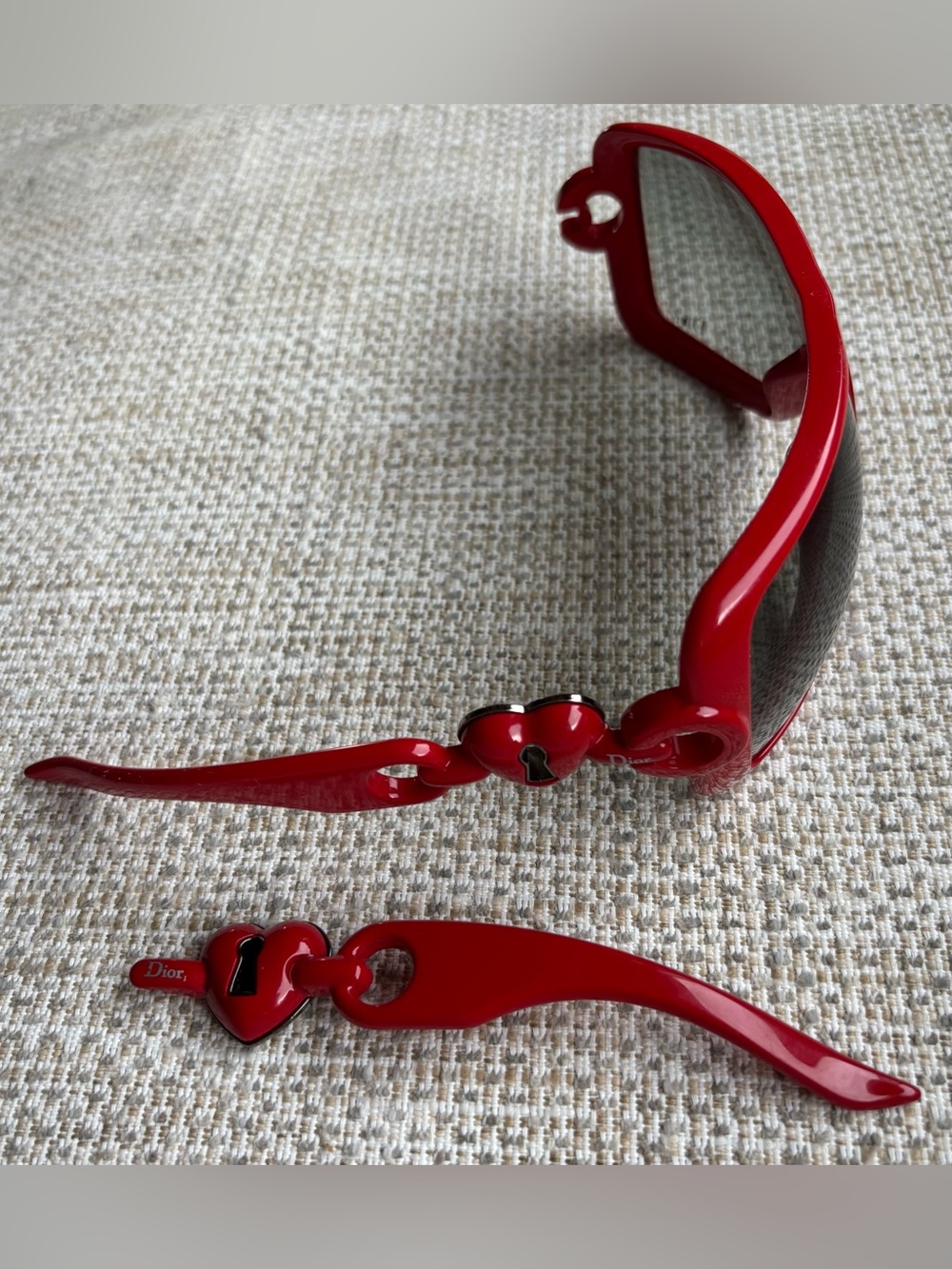 Christian Dior Heart Lock Red John Galiano Sunglasses Rhinestone In Lens broken